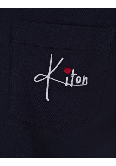 Navy Blue T-Shirt With Logo On Pocket KITON | UMK030303