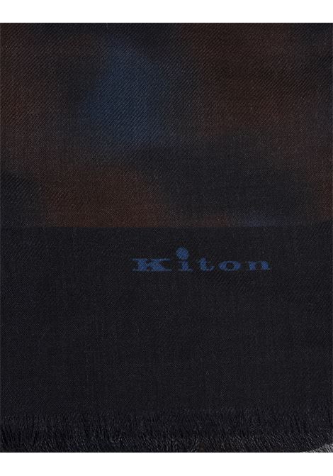 Blue Printed Cashmere Scarf KITON | USCIACXC104923