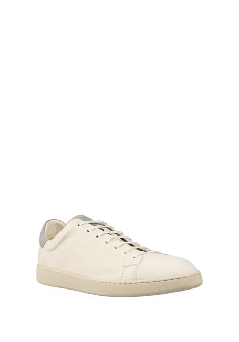 Cream Leather and Suede Grey Sneakers KITON | USSTEN2NX002205