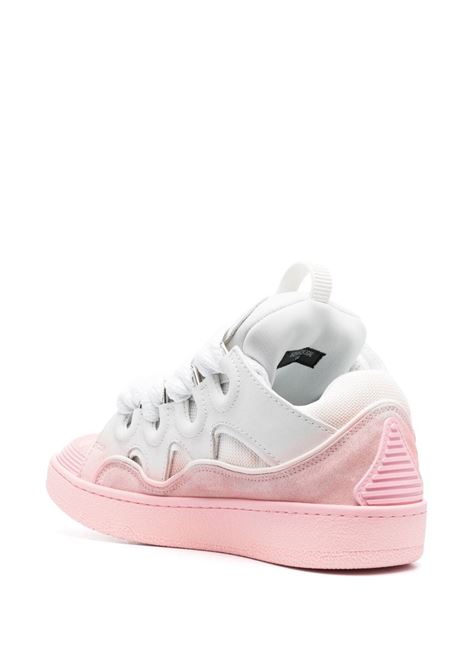 White And Pink Curb Sneakers In Leather LANVIN | FW-SKDK02-SPRA-A235000