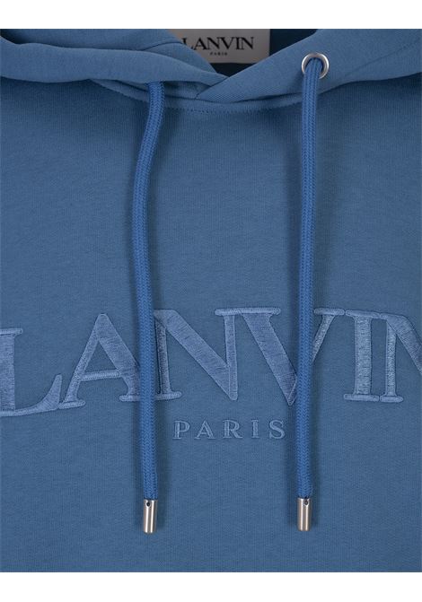Oversized Embroidered Lanvin Paris Hoodie In Neptune Blue LANVIN | RM-HO0009-J210-A23296