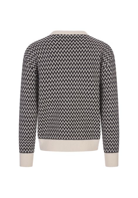 Sweater With Black And Ecru Chevron Motif LANVIN | RM-PO0024-K005-A231002