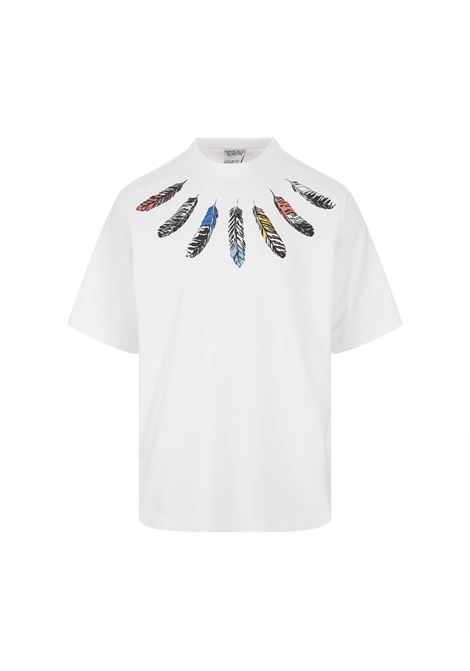 Collar Feathers Over T-Shirt In White MARCELO BURLON | CMAA054C99JER0030109