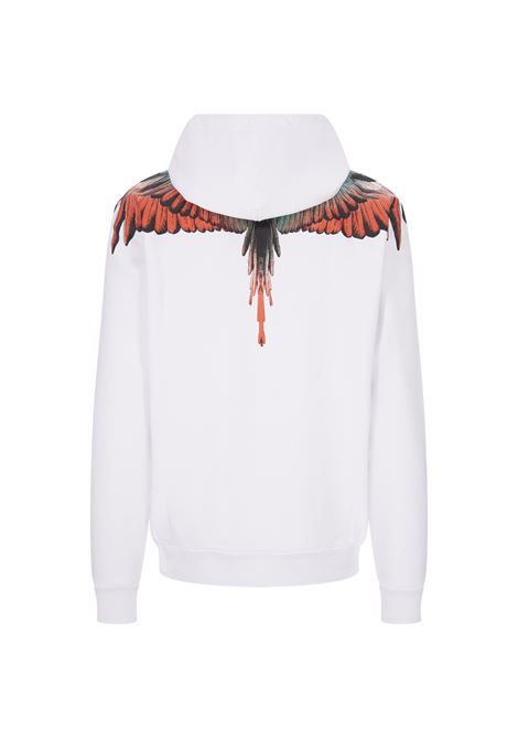 White Hoodie With Orange Wings Print MARCELO BURLON | CMBB007S23FLE0010120