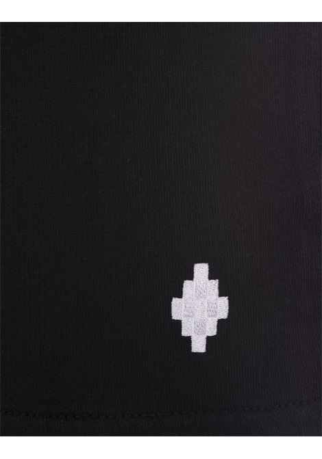 Black Sports Bermuda Shorts With White Cross Logo MARCELO BURLON | CMCI010C99FLE0011001