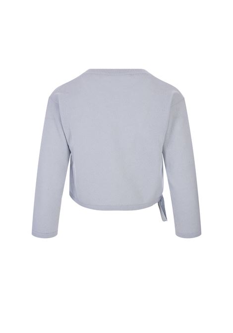 Light Blue Short Sweater with Logo and Drawstring MARNI | CVMD0112A0-UFX32400B21