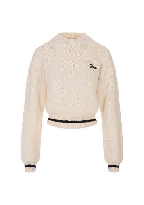 Ivory Honeycomb Sweater With Logo  MARNI | GCMD0402Q1-UFWH1100W03