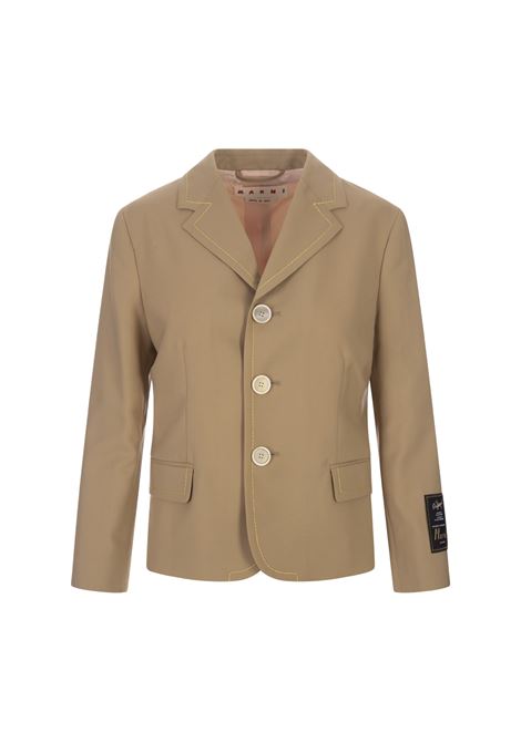 Giacca In Lana Beige Con Cuciture a Contrasto MARNI | GIMA0202M4-TW83900W75
