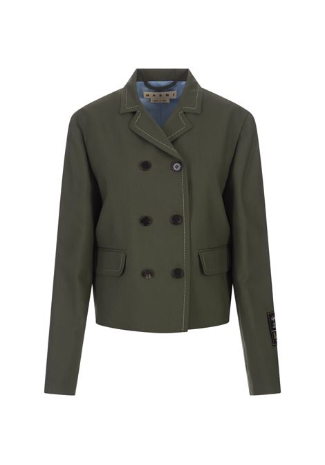 Forest Green Double-Breasted Jacket With Contrast Stitching MARNI | GIMA0223U0-TW83900V55
