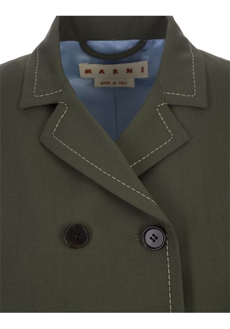 Forest Green Double-Breasted Jacket With Contrast Stitching MARNI | GIMA0223U0-TW83900V55