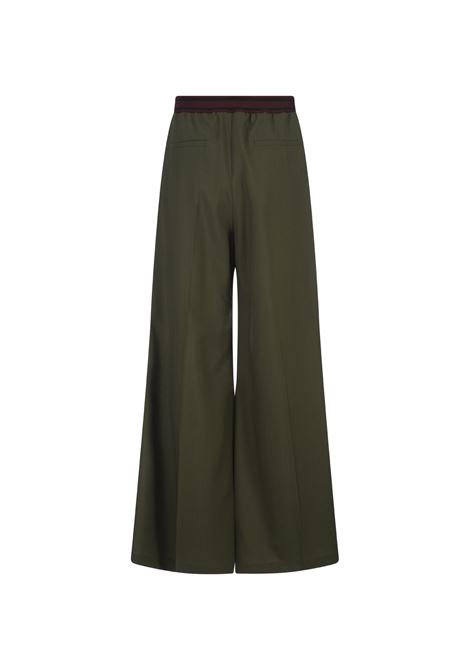 Forest Green Flared Trousers With Logo Waistband MARNI | PAMA0428U0-TW83900V55