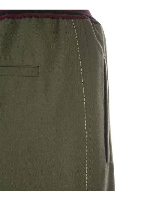 Forest Green Flared Trousers With Logo Waistband MARNI | PAMA0428U0-TW83900V55