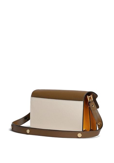 White And Brown East/West Trunk Bag In Saffiano Leather MARNI | SBMP0121U1-LV520Z649M