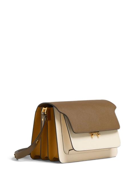 Medium Trunk Bag In White, Ochre and Brown Leather MARNI | SBMPN09U76-LV520Z649M