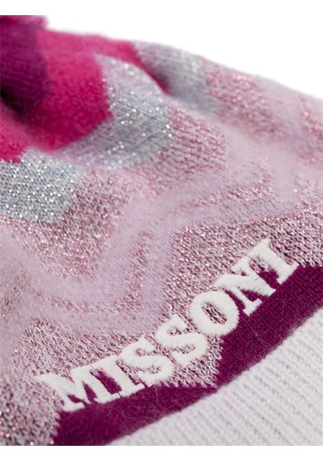 Pink Beanie With Chevron Pattern and Pompon MISSONI KIDS | MT0A97-W0012999