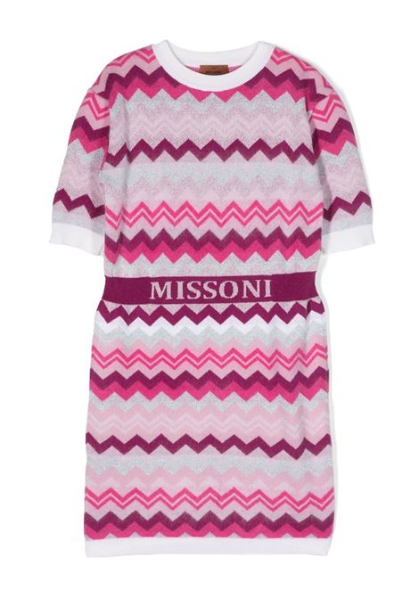 Pink and Fuchsia Chevron Patterned Dress MISSONI KIDS | MT1B21-W0012999