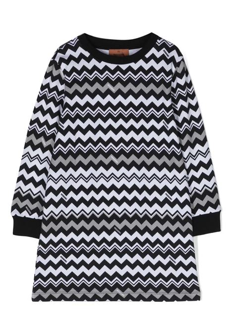 Black and White Chevron Dress In Cotton MISSONI KIDS | MT1B30-Z1578930BC