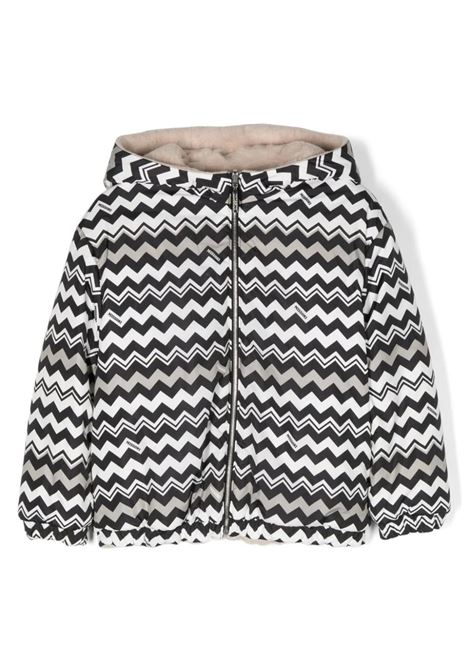 Black and Beige Reversible Jacket with Chevron Pattern MISSONI KIDS | MT2A00-N0191930BC