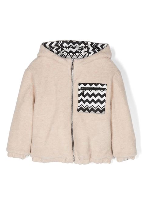 Black and Beige Reversible Jacket with Chevron Pattern MISSONI KIDS | MT2A00-N0191930BC