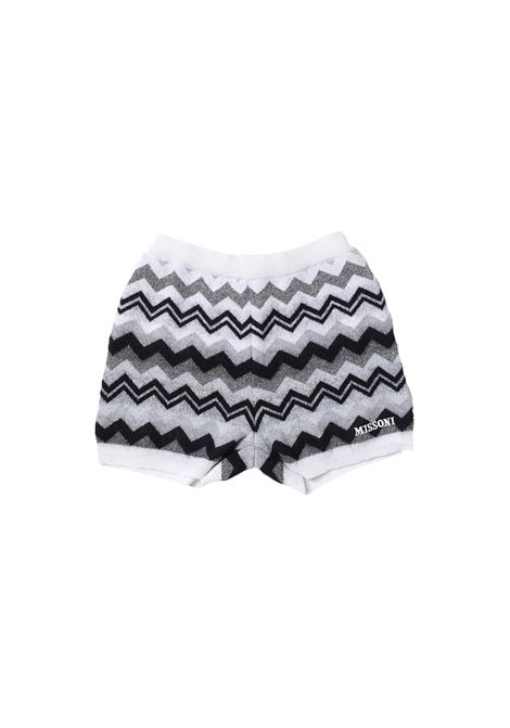 Black And White Chevron Patterned Shorts MISSONI KIDS | MT6A39-W0012930BC