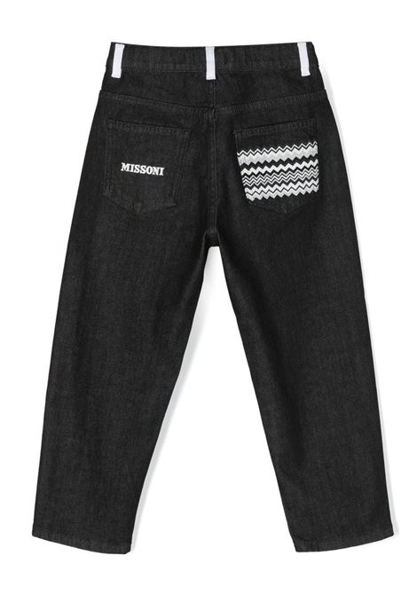 Black Loose-Fit Jeans With Logo and Chevron Motif MISSONI KIDS | MT6P90-D0012930BC