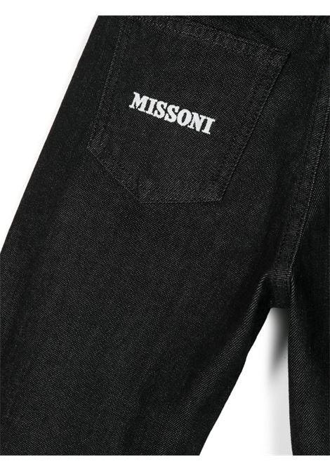 Black Loose-Fit Jeans With Logo and Chevron Motif MISSONI KIDS | MT6P90-D0012930BC