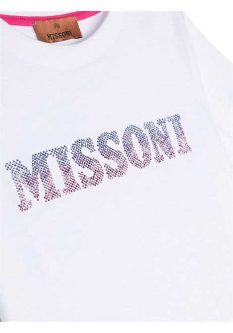 T-Shirt Bianca Con Logo Di Strass Dregradé MISSONI KIDS | MT8A41-J0177100MC