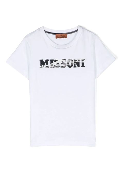 White T-Shirt With Black Logo MISSONI KIDS | MT8P31-J0177100