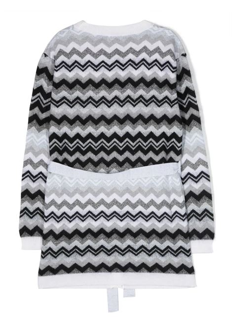 Black and White Chevron Pattern Belted Cardigan MISSONI KIDS | MT9A40-W0012930BC