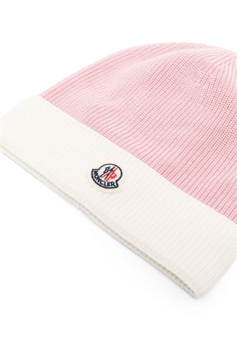 Pink and White Beanie With Logo MONCLER ENFANT | 3B000-02 M1367P05