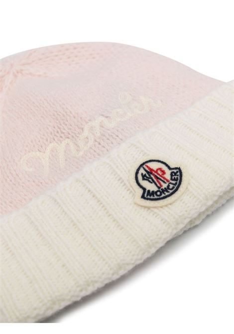 Pink and White Beanie With Logo and Lettering MONCLER ENFANT | 3B000-09 M1241P50