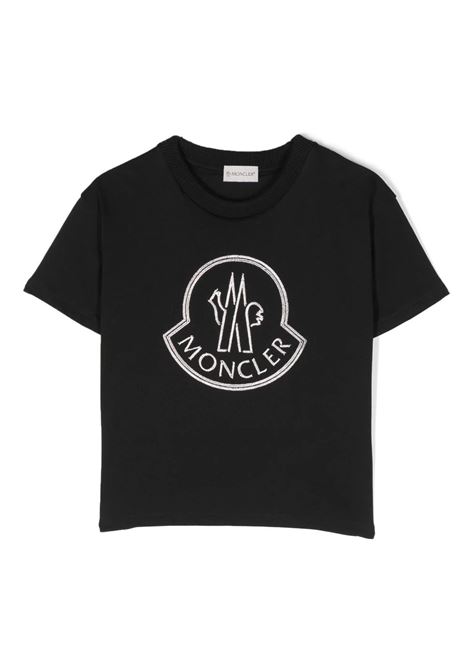 T-Shirt Nera Con Logo Ricamato MONCLER ENFANT | 8C000-14 83907999