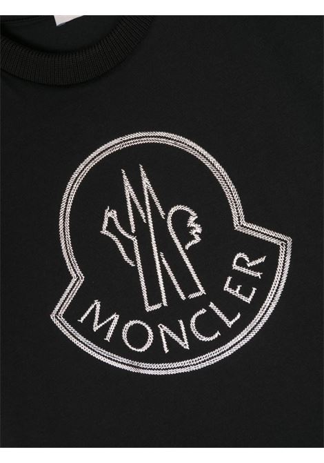 T-Shirt Nera Con Logo Ricamato MONCLER ENFANT | 8C000-14 83907999