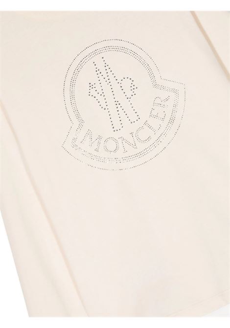 Beige T-Shirt With Crystals Logo MONCLER ENFANT | 8D000-15 83907050