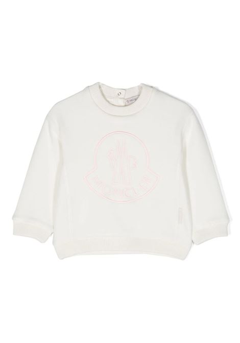 White Sweatshirt With Pink Logo MONCLER ENFANT | 8G000-10 80093034