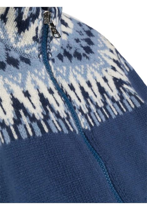 Blue Zipped Cardigan With Nordic Pattern MONCLER ENFANT | 9B000-02 M1241F70