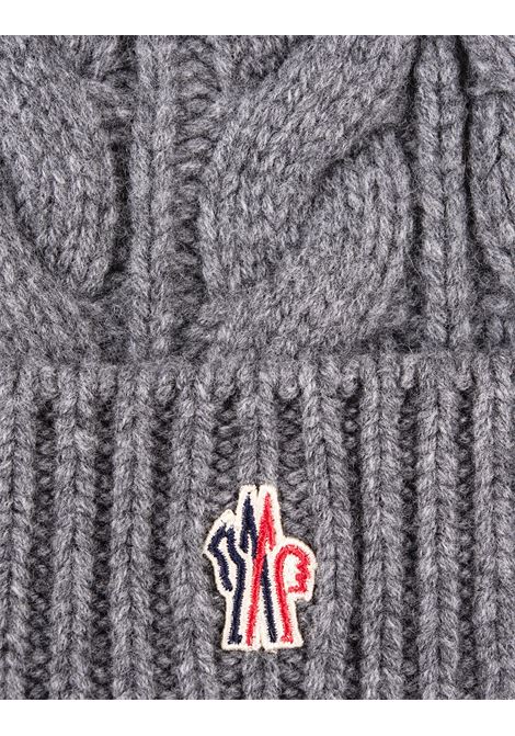 Gray Braided Beanie With Fox Pompon MONCLER GRENOBLE | 3B000-09 A0069985