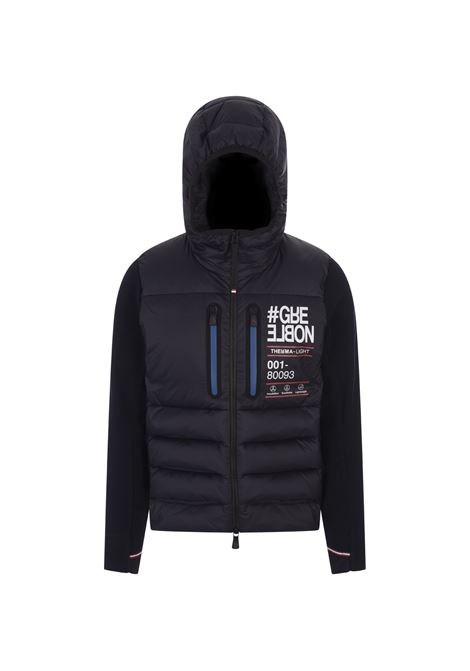 Blue Fleece Hooded Cardigan With Lettering MONCLER GRENOBLE | 8G000-35 8009377D