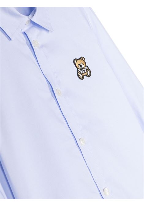 Camicia In Cotone Oxford Azzurro Con Teddy Patch MOSCHINO KIDS | H8C002LNE0640093