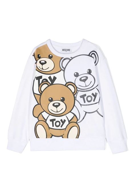 Teddy Friends Sweatshirt In White Cotton MOSCHINO KIDS | HNF07HLA5810101