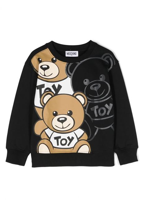 Teddy Friends Sweatshirt In Black Cotton MOSCHINO KIDS | HNF07HLCA5860100