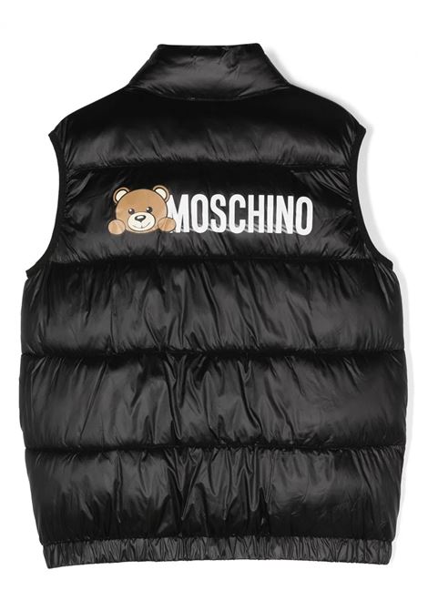 Black Padded Gilet With Moschino Teddy Bear Print MOSCHINO KIDS | HOS02KL3A3260100