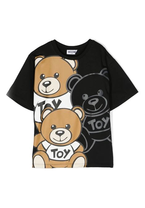 T-Shirt Teddy Friends In Jersey Nero MOSCHINO KIDS | HQM03RLAA2060100