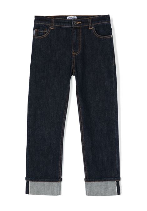Jeans Blu Scuro Con Stampa Moschino Teddy Bear Dietro MOSCHINO KIDS | HUP063LXE4840111