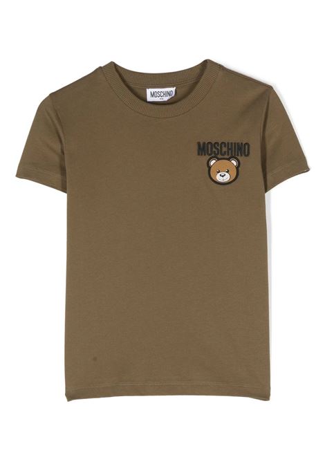 T-Shirt Verde Kaki Con Teddy Logo MOSCHINO KIDS | HZM03ULAA0130791