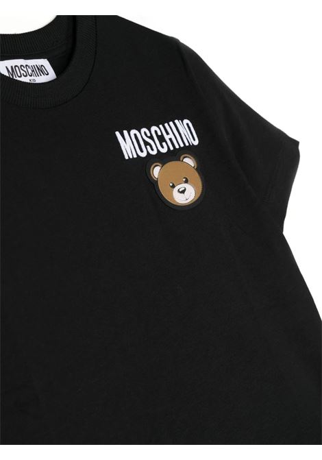 T-Shirt Nero Con Teddy Logo MOSCHINO KIDS | HZM03ULAA0160100