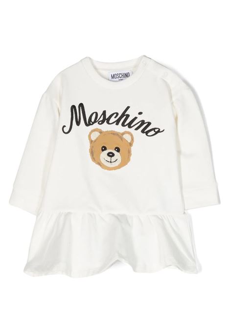 Moschino Teddy Bear Dress in White Fleece MOSCHINO KIDS | MAV099LDA5510063