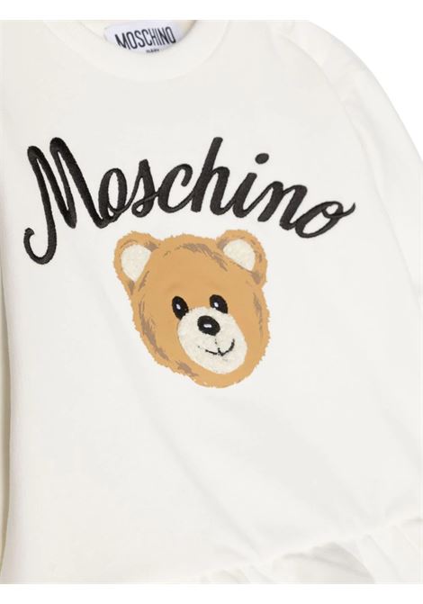 Moschino Teddy Bear Dress in White Fleece MOSCHINO KIDS | MAV099LDA5510063