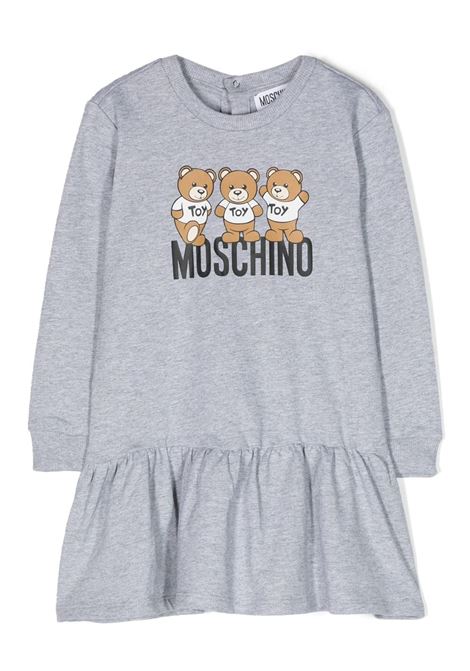 Teddy Friends Dress In Grey Fleece MOSCHINO KIDS | MAV09VLCA6060901