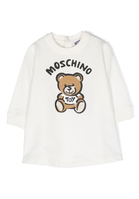 White Dress With Moschino Teddy Bear Print MOSCHINO KIDS | MDV0ARLCA6310063